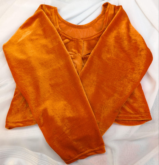 Bright Orange Velvet Blouse