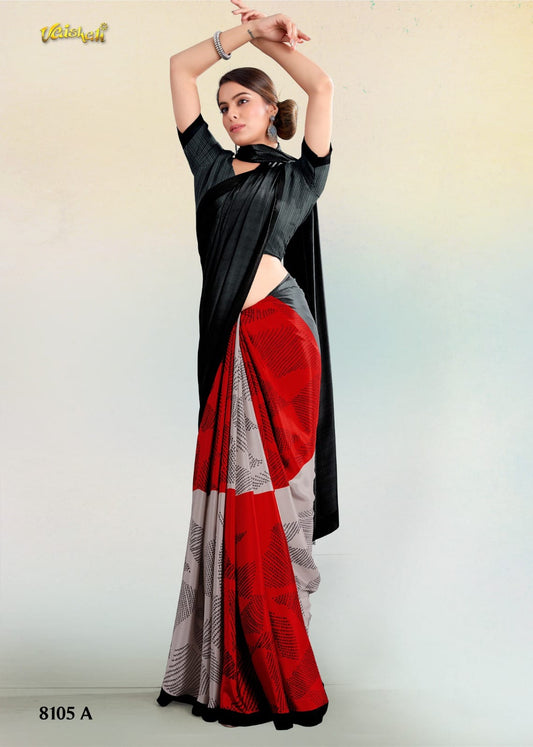 Digital Print Soft Silky Saree with 3/4 Sleeve Blouse