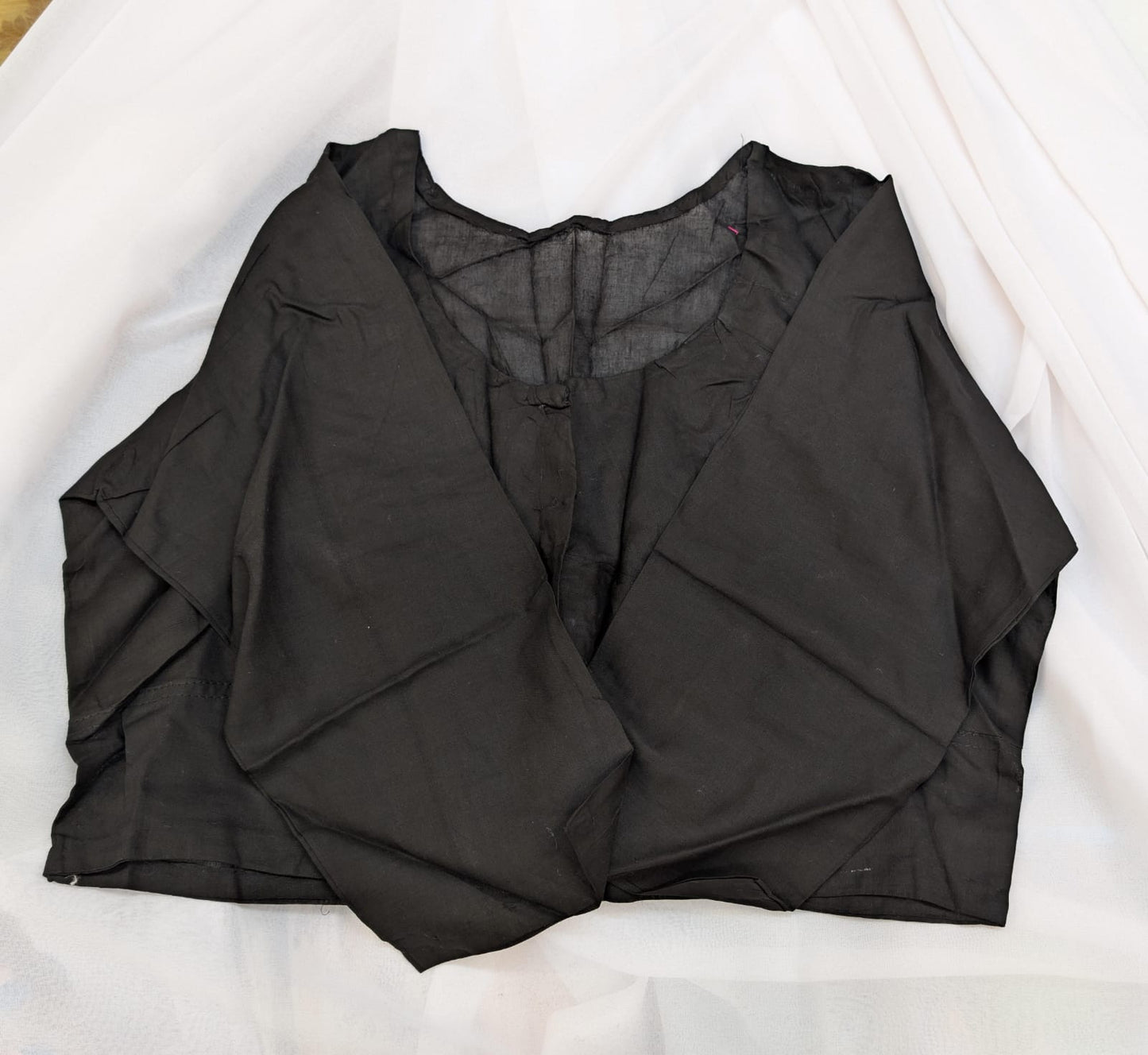 100% cotton 3/4 sleeve blouse - Black