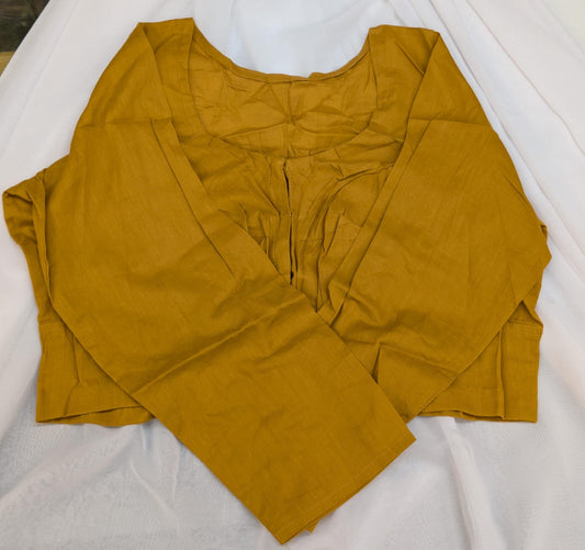 100% Cotton 3/4 sleeve blouse - Dark Mustard Yellow