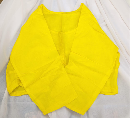 100% Cotton 3/4 sleeve blouse - Bright Yellow