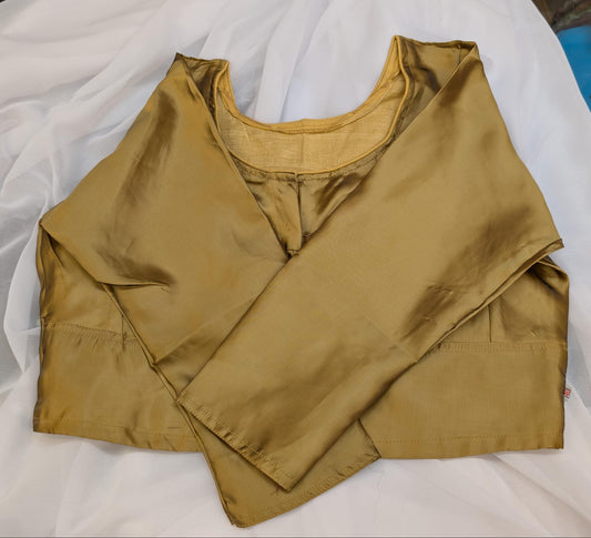 Satin silk blouse in 3/4 sleeve - Dark Gold