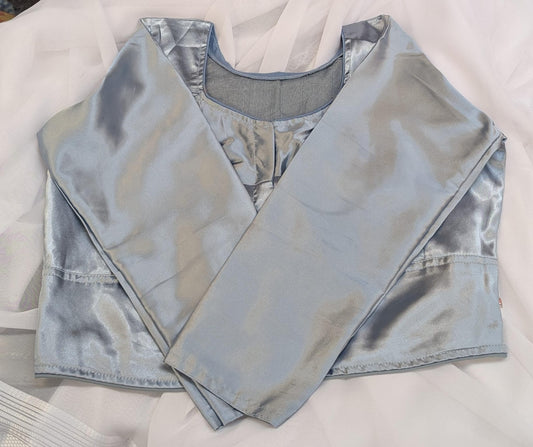 Satin silk blouse in 3/4 sleeve - Light Gray