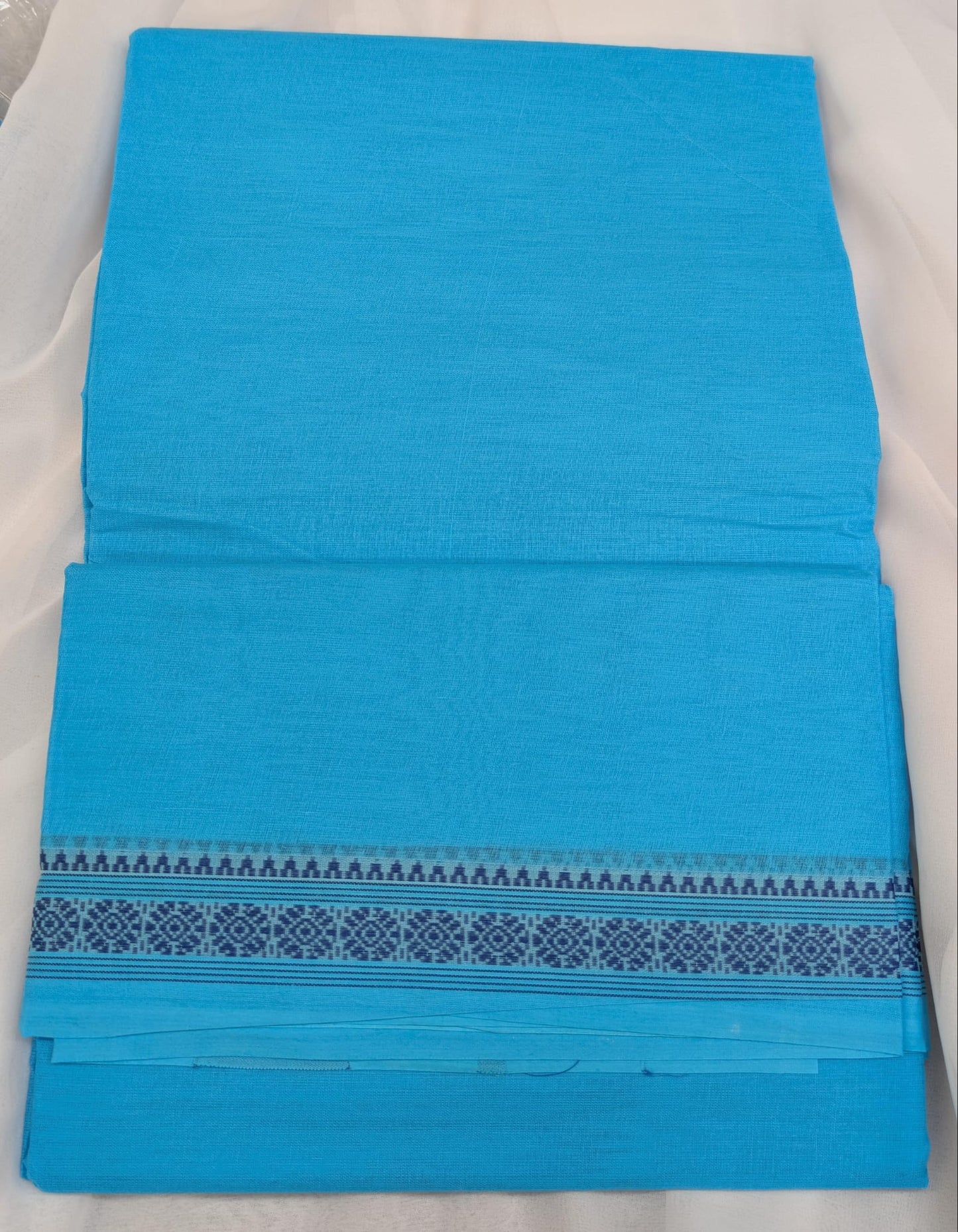 Pure Indian Cotton Saree - Blue