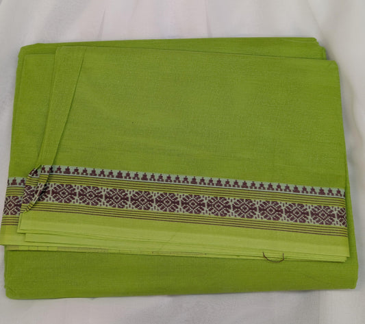 Pure Indian Cotton Saree - Plain Mendhi Green