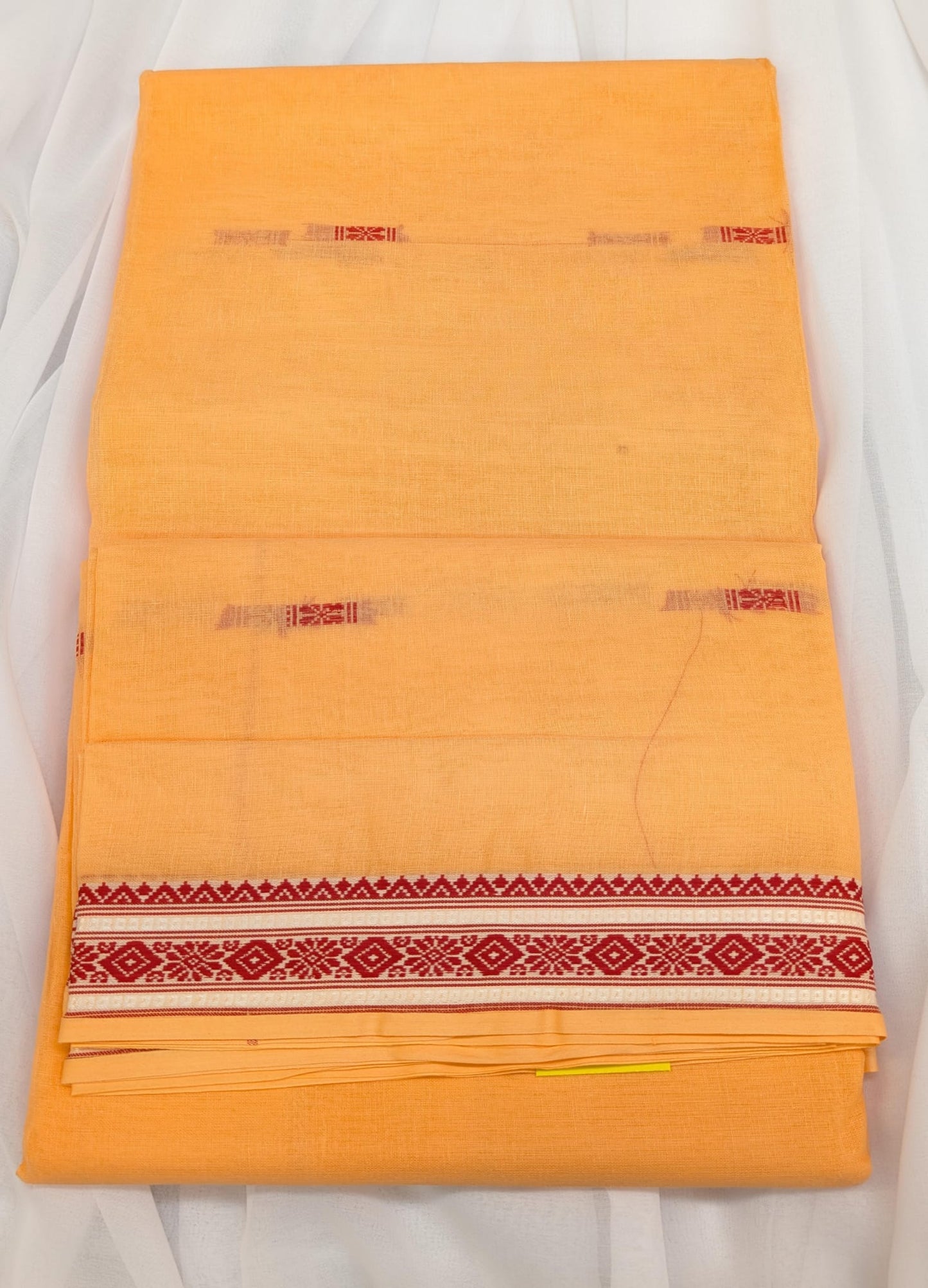 Pure Indian Cotton Saree - Orange/Red