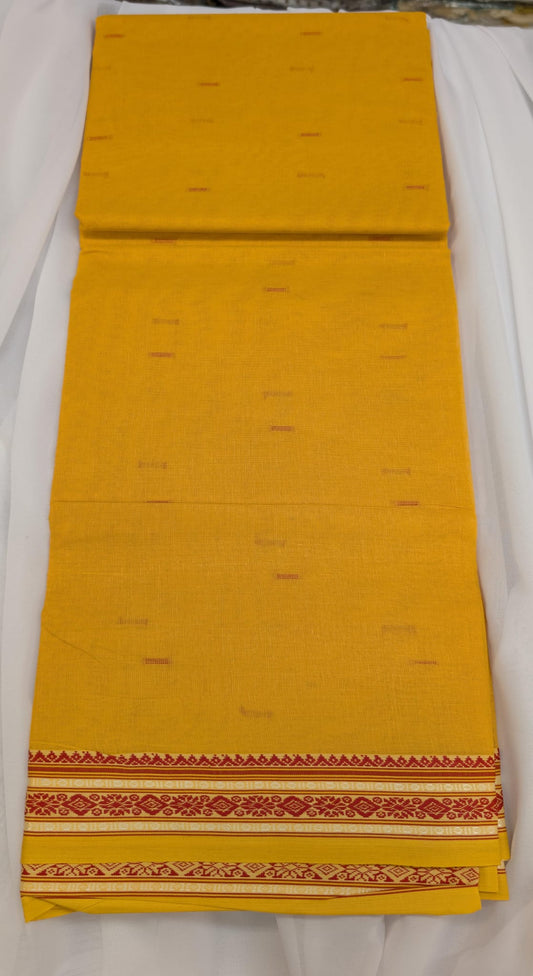 Pure Indian Cotton Saree - Mustard