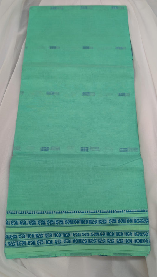 Pure Indian Cotton Saree - Mint