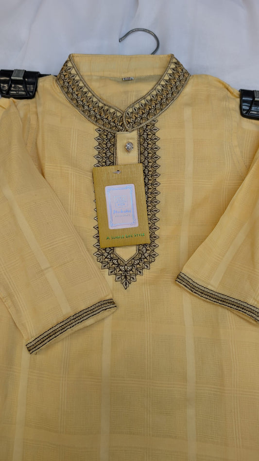 Boys Gold Nakshi Panjabi Set