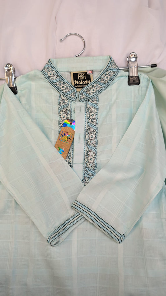 Boys Baby Blue Nakshi Panjabi Set